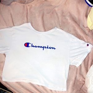 All white champion crop top
